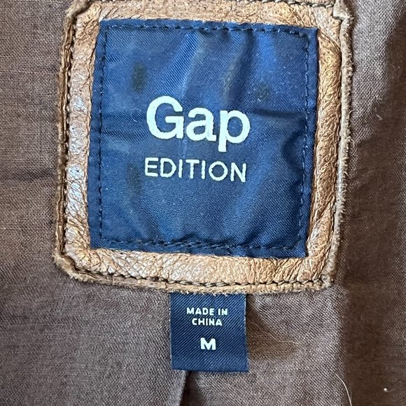 Vintage Gap Brown Leather Blazer Jacket, Size M - Picture 6 of 7